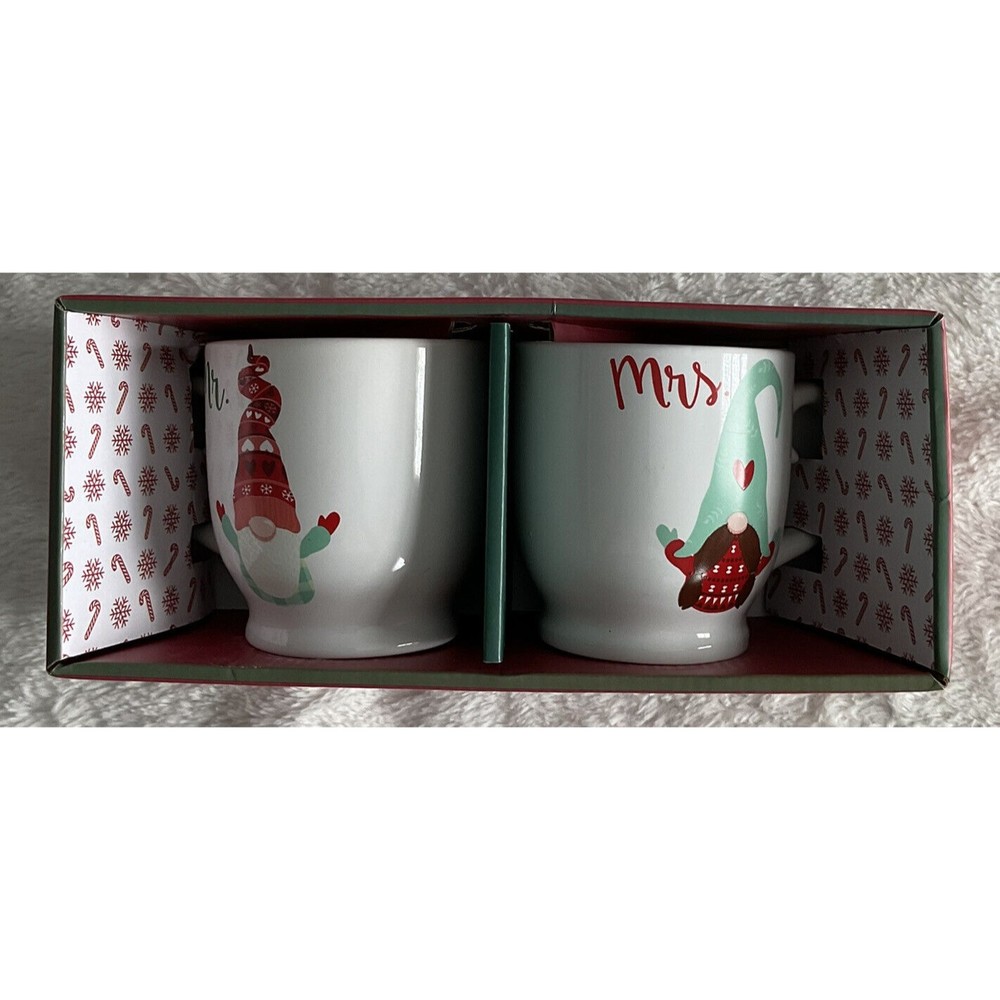 MHI Mr. & Mrs. Gnome Elf Mug Set. SO DARN CUTE! New in Box